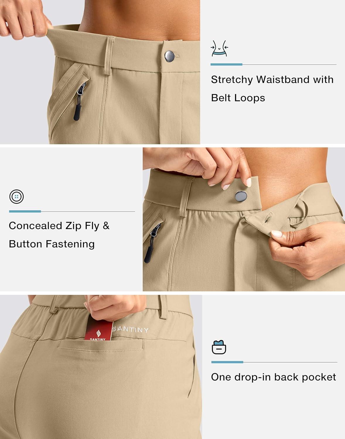 imageSANTINY Womens 5quot Golf Shorts with Pockets Quick Dry Stretch Work Outdoor Hiking Shorts for Women Casual SummerKhaki