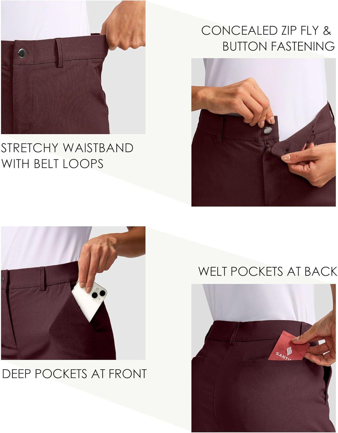 imageSANTINY Womens 5quot Golf Shorts with Pockets Quick Dry Stretch Work Outdoor Hiking Shorts for Women Casual SummerWine