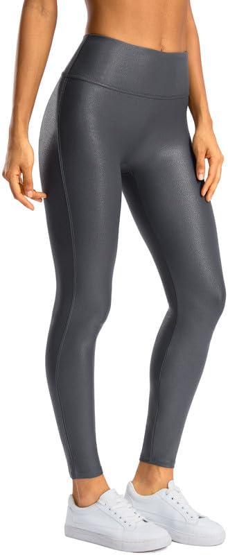 imageSANTINY Womens Faux Leather Leggings 252729High Waisted Stretch Leather Pants Pleather Tights for WomenDark Grey