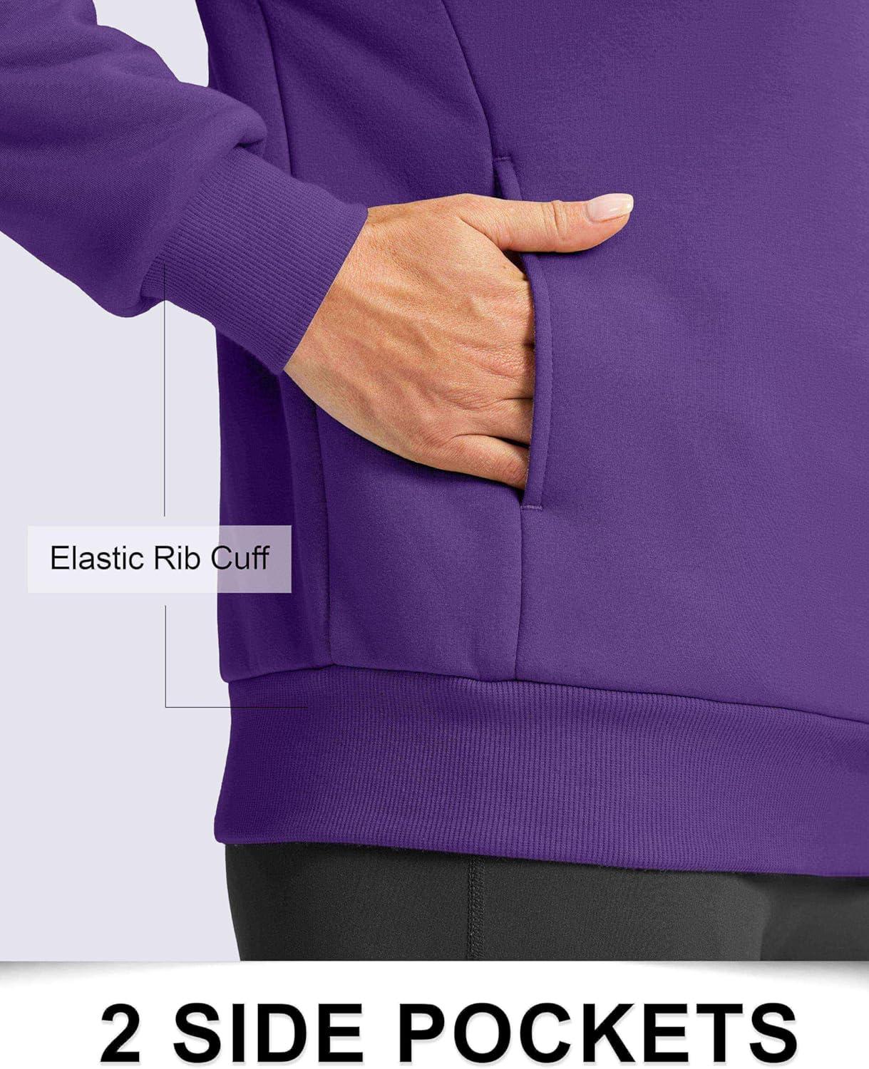 imageSANTINY Womens Fleece Sherpa Lined Sweatshirt Warm Winter Pullover Sweaters Cozy Thick Crewneck Sweatshirts with PocketsPurple