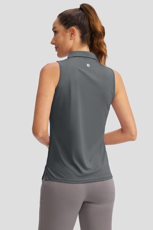 imageSANTINY Womens Sleeveless Golf Shirt VNeck Tennis Tank Tops Collared Golf Polo Shirts for WomenDark Grey