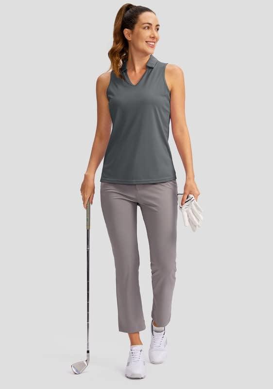 imageSANTINY Womens Sleeveless Golf Shirt VNeck Tennis Tank Tops Collared Golf Polo Shirts for WomenDark Grey