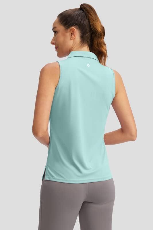 imageSANTINY Womens Sleeveless Golf Shirt VNeck Tennis Tank Tops Collared Golf Polo Shirts for WomenLight Green