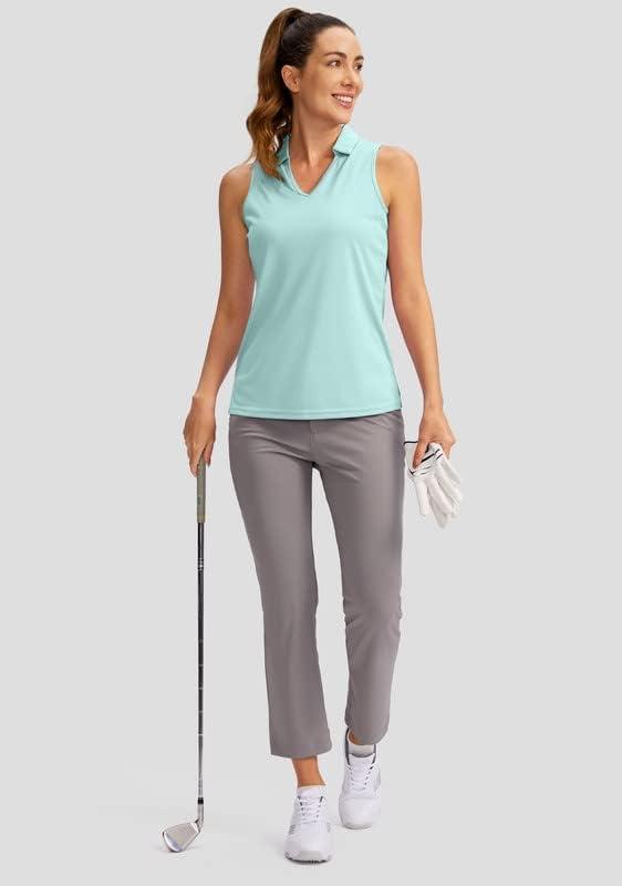 imageSANTINY Womens Sleeveless Golf Shirt VNeck Tennis Tank Tops Collared Golf Polo Shirts for WomenLight Green