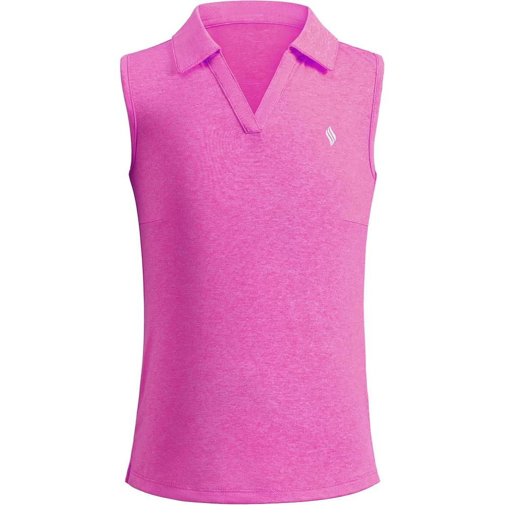 imageSANTINY Girls Sleeveless Golf Shirt VNeck Quick Dry Tennis Tank Tops Golf Clothes Collared Polo Shirts for GirlRose