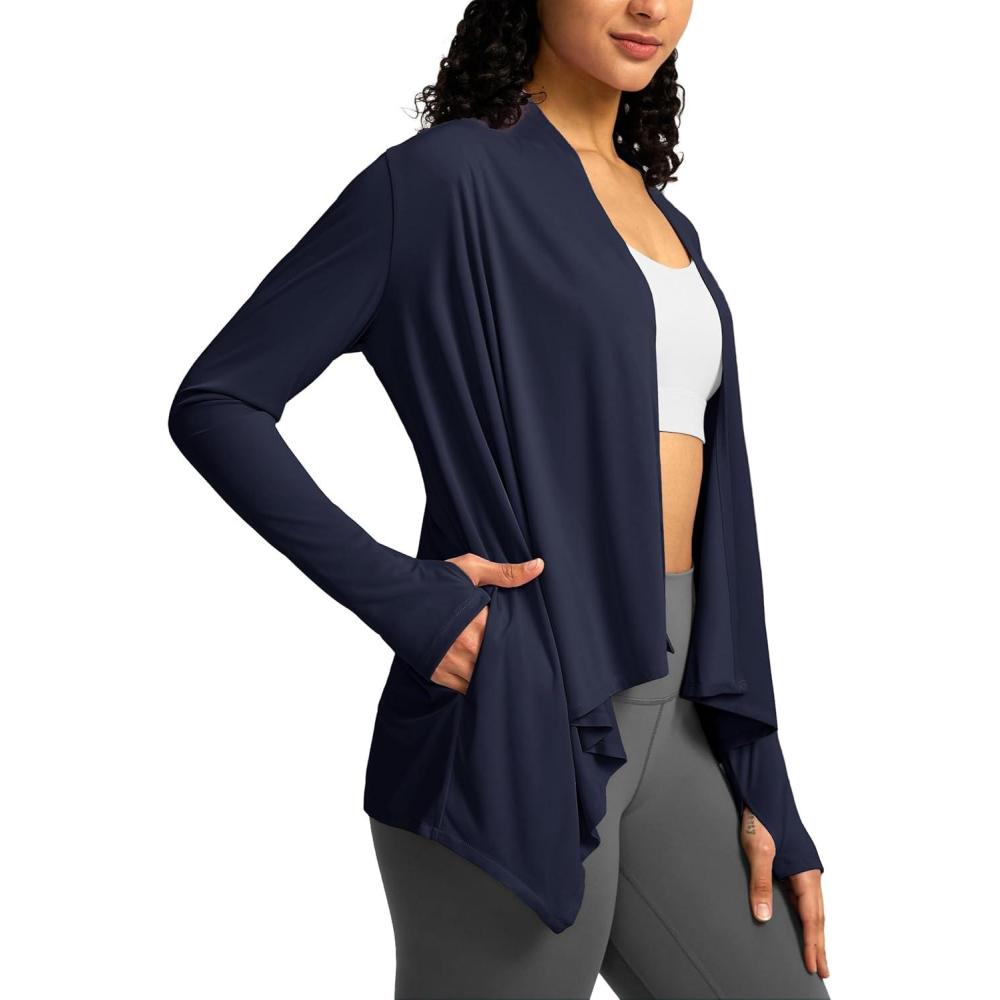 imageSANTINY UPF50 Sun Shirt for Women Long Sleeve SPF UV Sun Protection Shirts Lightweight Cardigan with Pockets Swim Cover UpNavy