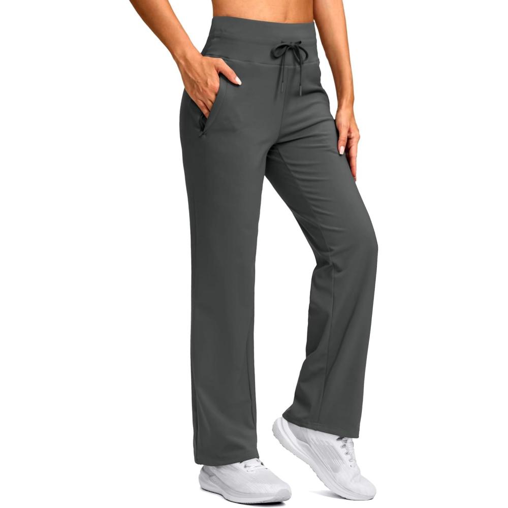 imageSANTINY Womens Fleece Lined Pants 29quot Winter Warm Sweatpants Water Resistant Snow Ski Hiking Pants with Zipper PocketsDark Grey