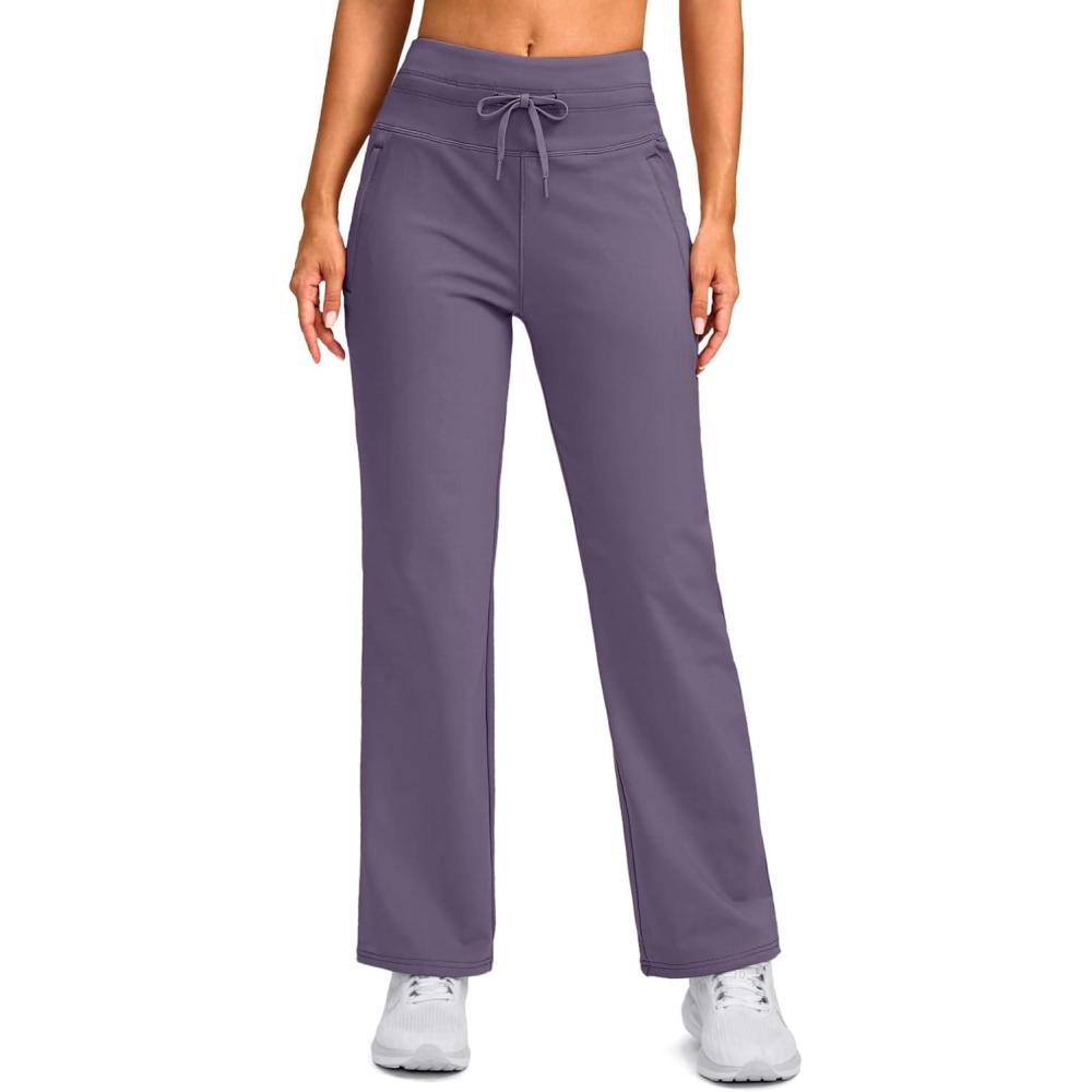 imageSANTINY Womens Fleece Lined Pants 29quot Winter Warm Sweatpants Water Resistant Snow Ski Hiking Pants with Zipper PocketsLilac