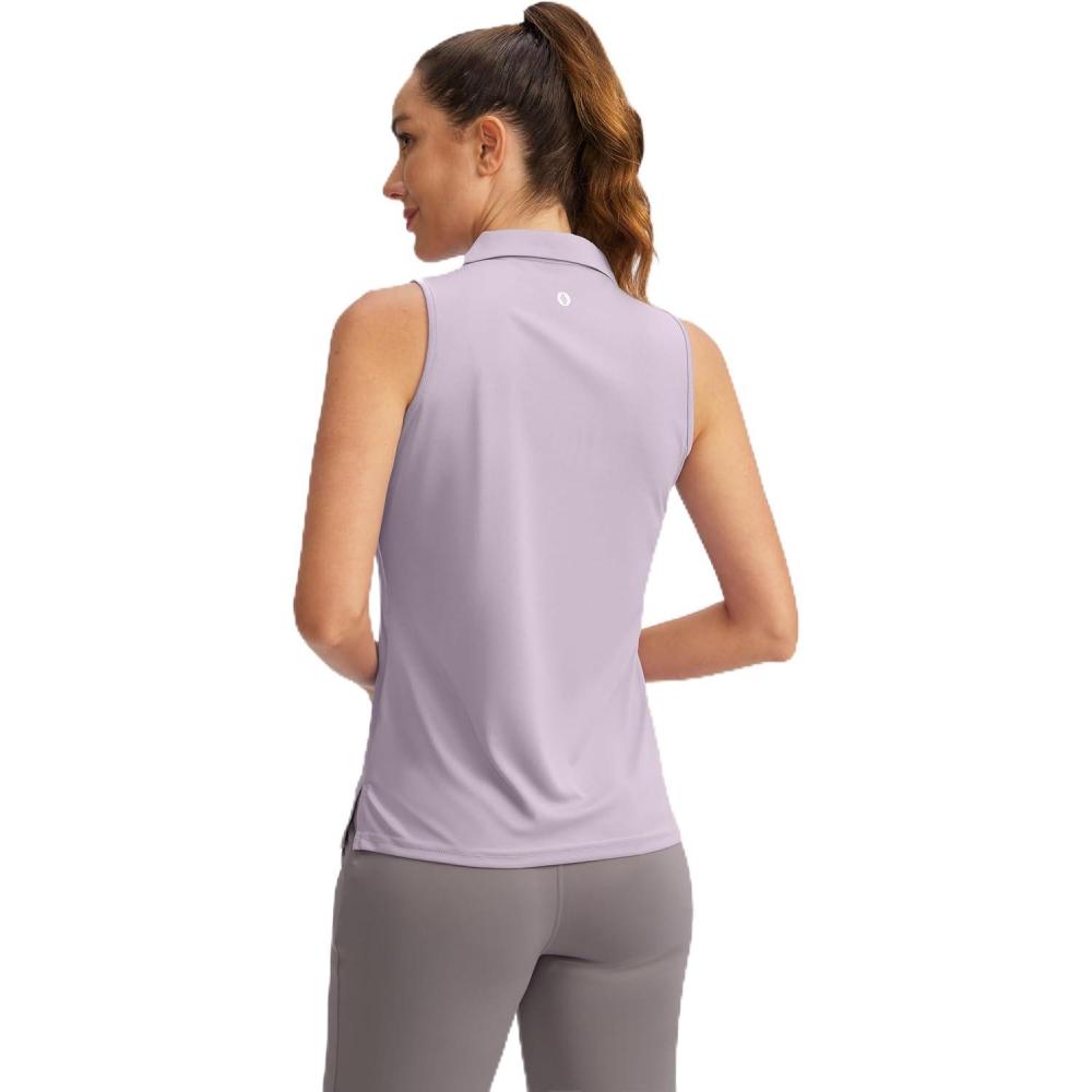 imageSANTINY Womens Sleeveless Golf Shirt VNeck Tennis Tank Tops Collared Golf Polo Shirts for WomenLight Purple