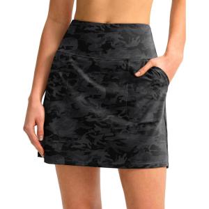 SANTINY 16″ Golf Skorts Skirts for Women with 4 Pockets Women’s High Waisted Stretchy Tennis Skirt Athletic Skort(Grey Camo)