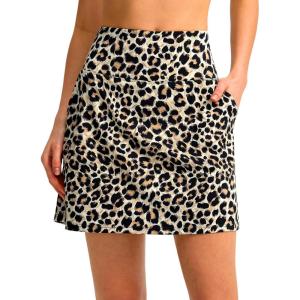 SANTINY 16″ Golf Skorts Skirts for Women with 4 Pockets Women’s High Waisted Stretchy Tennis Skirt Athletic Skort(Leopard)