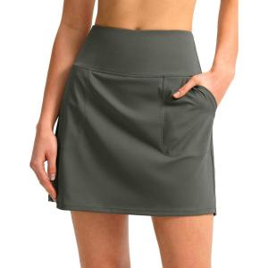 SANTINY 16″ Golf Skorts Skirts for Women with 4 Pockets Women’s High Waisted Stretchy Tennis Skirt Athletic Skort(Sage Green)
