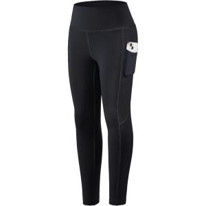 SANTINY Girl’s Fleece Lined Leggings with Pockets Kids Thermal Warm Winter High Waisted Athletic Running Workout Yoga Pants(Black)