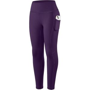 SANTINY Girl’s Fleece Lined Leggings with Pockets Kids Thermal Warm Winter High Waisted Athletic Running Workout Yoga Pants(Dark Purple)