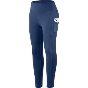 SANTINY Girl’s Fleece Lined Leggings with Pockets Kids Thermal Warm Winter High Waisted Athletic Running Workout Yoga Pants(Deep Blue)