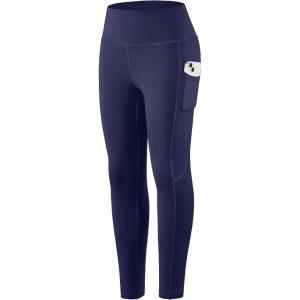 SANTINY Girl’s Fleece Lined Leggings with Pockets Kids Thermal Warm Winter High Waisted Athletic Running Workout Yoga Pants(Navy)