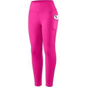 SANTINY Girl’s Fleece Lined Leggings with Pockets Kids Thermal Warm Winter High Waisted Athletic Running Workout Yoga Pants(Rose)