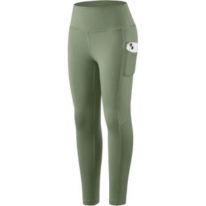 SANTINY Girl’s Fleece Lined Leggings with Pockets Kids Thermal Warm Winter High Waisted Athletic Running Workout Yoga Pants(Sage Green)