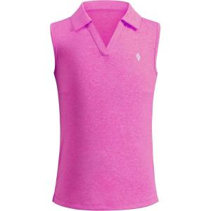 SANTINY Girls’ Sleeveless Golf Shirt V-Neck Quick Dry Tennis Tank Tops Golf Clothes Collared Polo Shirts for Girl(Rose)