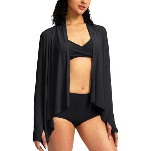 SANTINY UPF50+ Sun Shirt for Women Long Sleeve SPF UV Sun Protection Shirts Lightweight Cardigan with Pockets Swim Cover Up(Black)