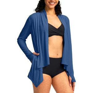 SANTINY UPF50+ Sun Shirt for Women Long Sleeve SPF UV Sun Protection Shirts Lightweight Cardigan with Pockets Swim Cover Up(Dark Blue)