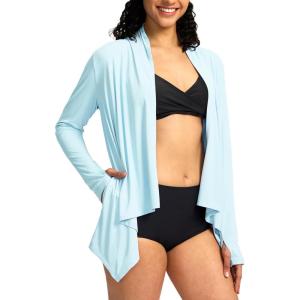SANTINY UPF50+ Sun Shirt for Women Long Sleeve SPF UV Sun Protection Shirts Lightweight Cardigan with Pockets Swim Cover Up(Light Blue)