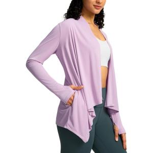 SANTINY UPF50+ Sun Shirt for Women Long Sleeve SPF UV Sun Protection Shirts Lightweight Cardigan with Pockets Swim Cover Up(Purple)