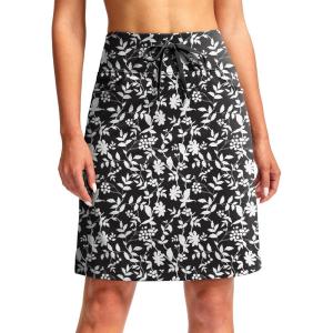 SANTINY Women’s 20” Knee Length Skorts Skirts 6 Pockets High Waisted Drawstring Long Athletic Tennis Golf Skirt Women(Black Flower)