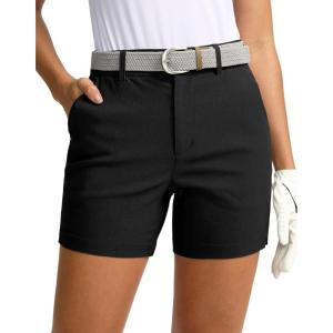 SANTINY Women’s 5″ Golf Shorts with Pockets Quick Dry Stretch Work Outdoor Hiking Shorts for Women Casual Summer(Black)