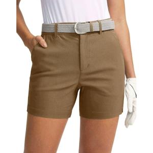 SANTINY Women’s 5″ Golf Shorts with Pockets Quick Dry Stretch Work Outdoor Hiking Shorts for Women Casual Summer(Deep Khaki)