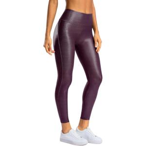 SANTINY Women’s Faux Leather Leggings 25”/27”/29”-High Waisted Stretch Leather Pants Pleather Tights for Women(Wine)