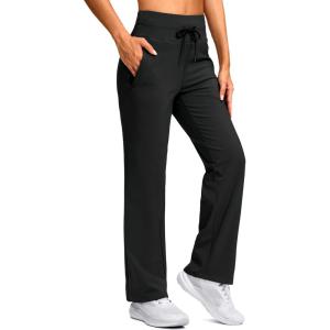 SANTINY Women’s Fleece Lined Pants 29″ Winter Warm Sweatpants Water Resistant Snow Ski Hiking Pants with Zipper Pockets(A Black)