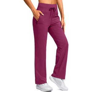 SANTINY Women’s Fleece Lined Pants 29″ Winter Warm Sweatpants Water Resistant Snow Ski Hiking Pants with Zipper Pockets(Fuchasia Red)