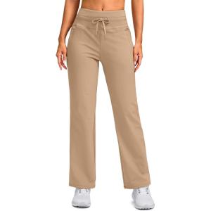 SANTINY Women’s Fleece Lined Pants 29″ Winter Warm Sweatpants Water Resistant Snow Ski Hiking Pants with Zipper Pockets(Khaki)