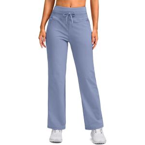 SANTINY Women’s Fleece Lined Pants 29″ Winter Warm Sweatpants Water Resistant Snow Ski Hiking Pants with Zipper Pockets(Light Blue)