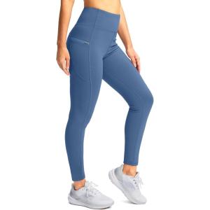 SANTINY Women’s Fleece Lined Winter Leggings Water Resistant High Waisted Thermal Hiking Running Warm Pants Women Pockets(Dark Blue)