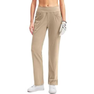 SANTINY Women’s Golf Pants with 3 Pockets Stretch High Waisted Pull on Pants for Women Travel Work Casual