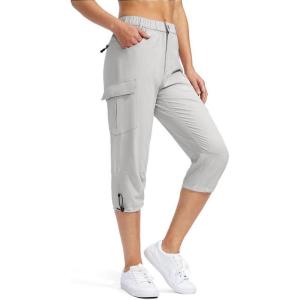 SANTINY Women’s Hiking Capri Pants with 5 Pockets Lightweight Quick Dry Cargo Capris for Women Travel Casual Summer