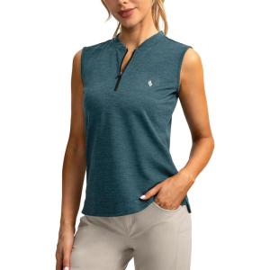 SANTINY Women’s Sleeveless Golf Shirt Zip Up Tennis Lightweight Quick Dry Tank Tops Polo Shirts for Women(Blue)