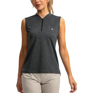 SANTINY Women’s Sleeveless Golf Shirt Zip Up Tennis Lightweight Quick Dry Tank Tops Polo Shirts for Women(Dark Grey)