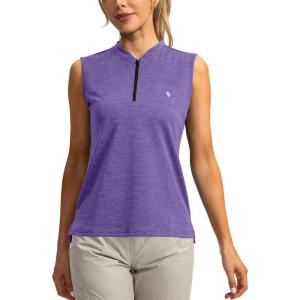 SANTINY Women’s Sleeveless Golf Shirt Zip Up Tennis Lightweight Quick Dry Tank Tops Polo Shirts for Women(Dark Purple)