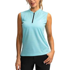 SANTINY Women’s Sleeveless Golf Shirt Zip Up Tennis Lightweight Quick Dry Tank Tops Polo Shirts for Women(Sky Blue)