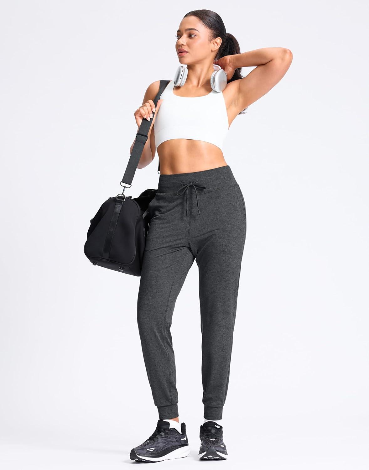 imageSANTINY Womens Sweatpants Joggers with Pockets Soft Stretch High Waisted Sweat Pants Lounge Running Athletic Workout JoggingCharcoal