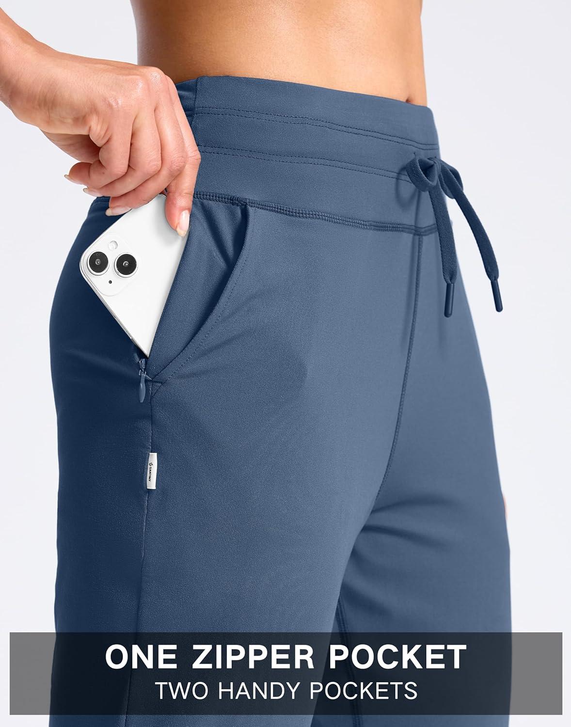 imageSANTINY Womens Sweatpants Joggers with Pockets Soft Stretch High Waisted Sweat Pants Lounge Running Athletic Workout JoggingHaze Blue