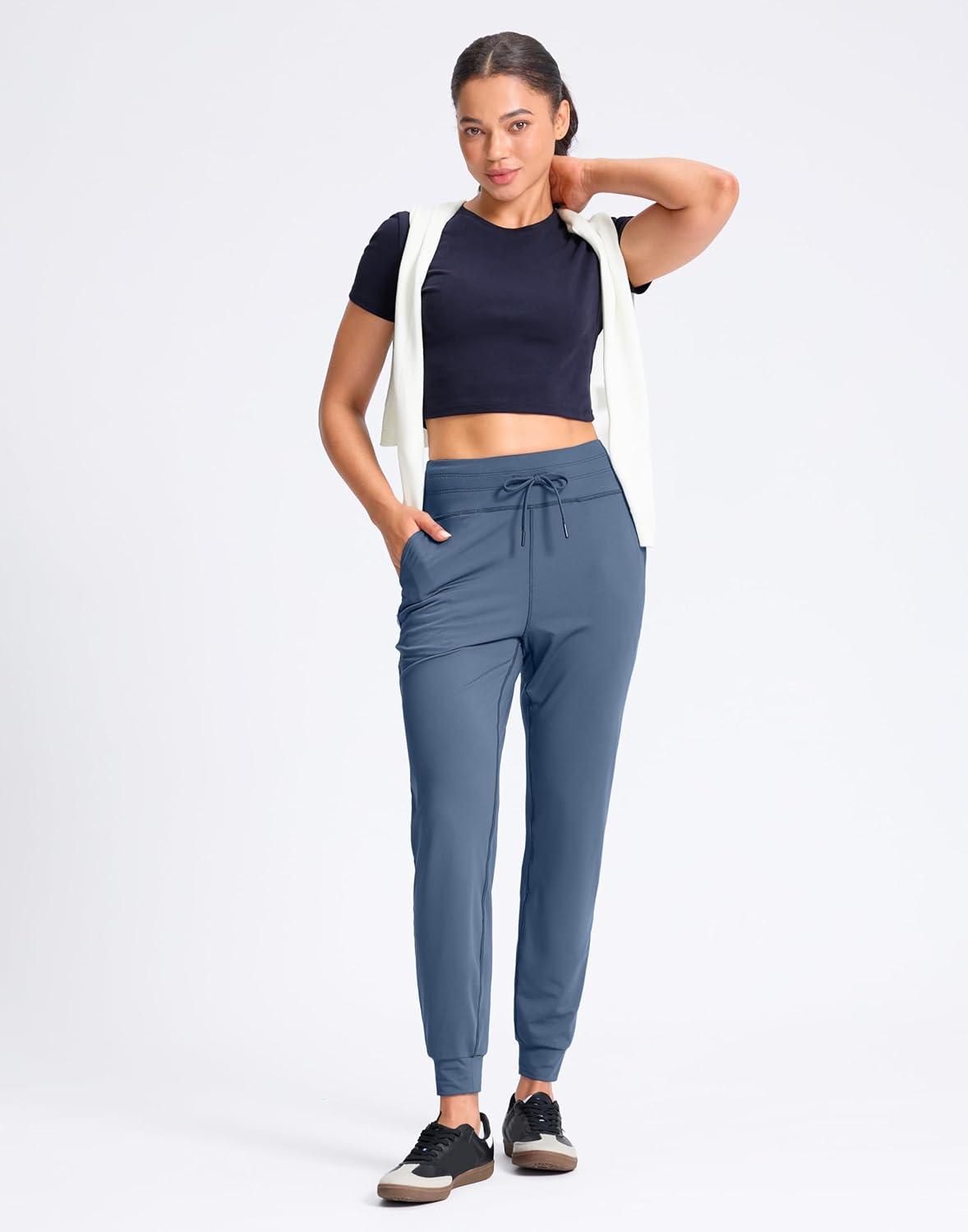 imageSANTINY Womens Sweatpants Joggers with Pockets Soft Stretch High Waisted Sweat Pants Lounge Running Athletic Workout JoggingHaze Blue