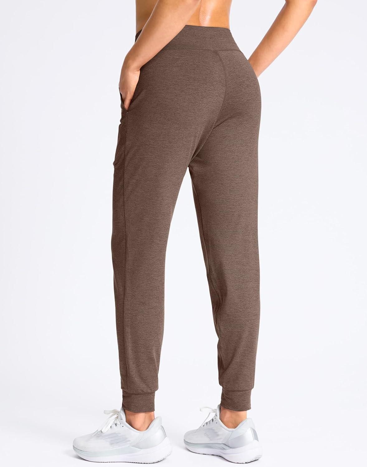 imageSANTINY Womens Sweatpants Joggers with Pockets Soft Stretch High Waisted Sweat Pants Lounge Running Athletic Workout JoggingHeather Brown