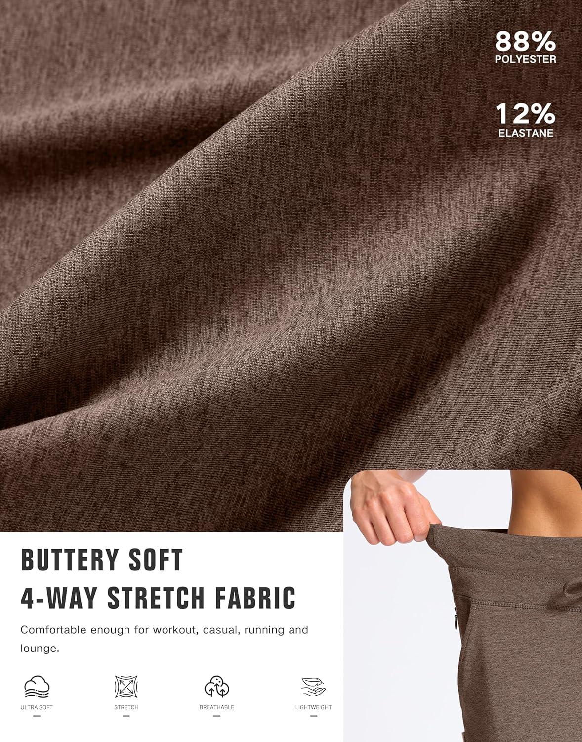 imageSANTINY Womens Sweatpants Joggers with Pockets Soft Stretch High Waisted Sweat Pants Lounge Running Athletic Workout JoggingHeather Brown