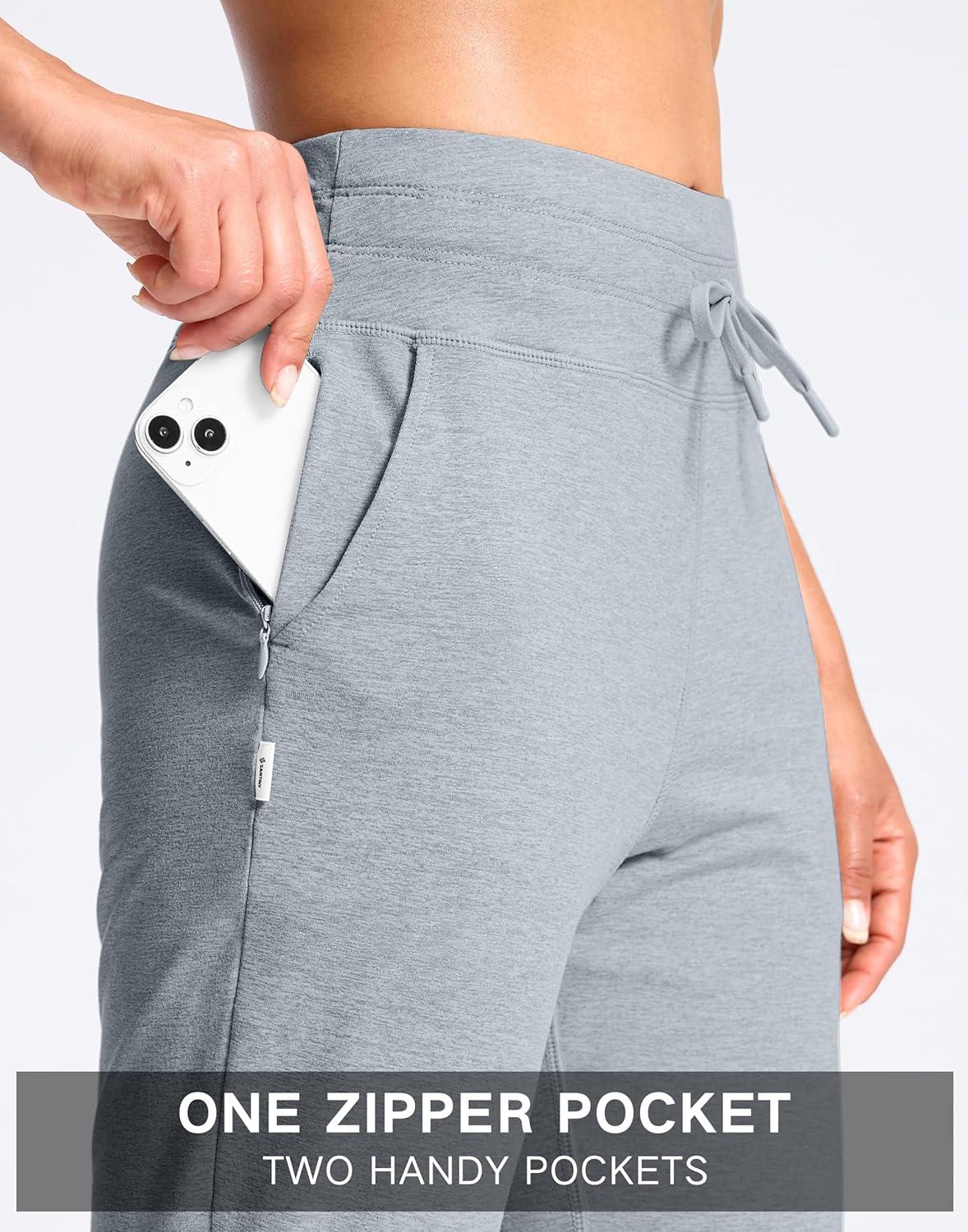imageSANTINY Womens Sweatpants Joggers with Pockets Soft Stretch High Waisted Sweat Pants Lounge Running Athletic Workout JoggingHeather Grey