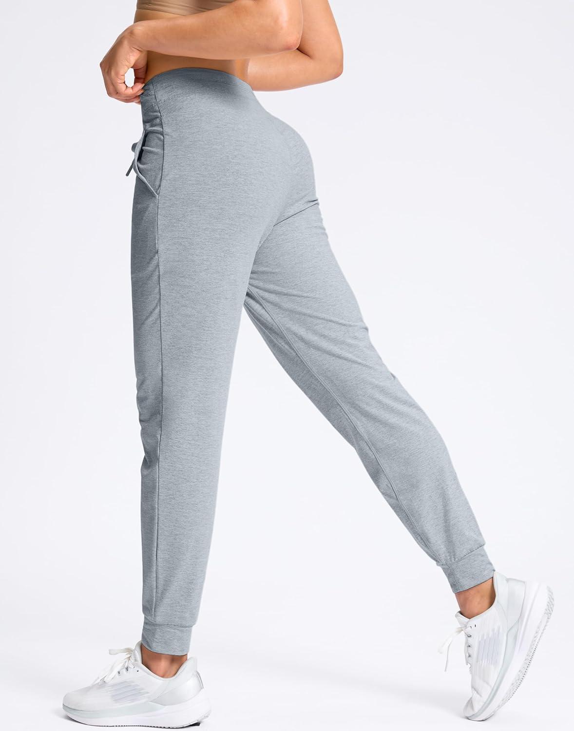 imageSANTINY Womens Sweatpants Joggers with Pockets Soft Stretch High Waisted Sweat Pants Lounge Running Athletic Workout JoggingHeather Grey