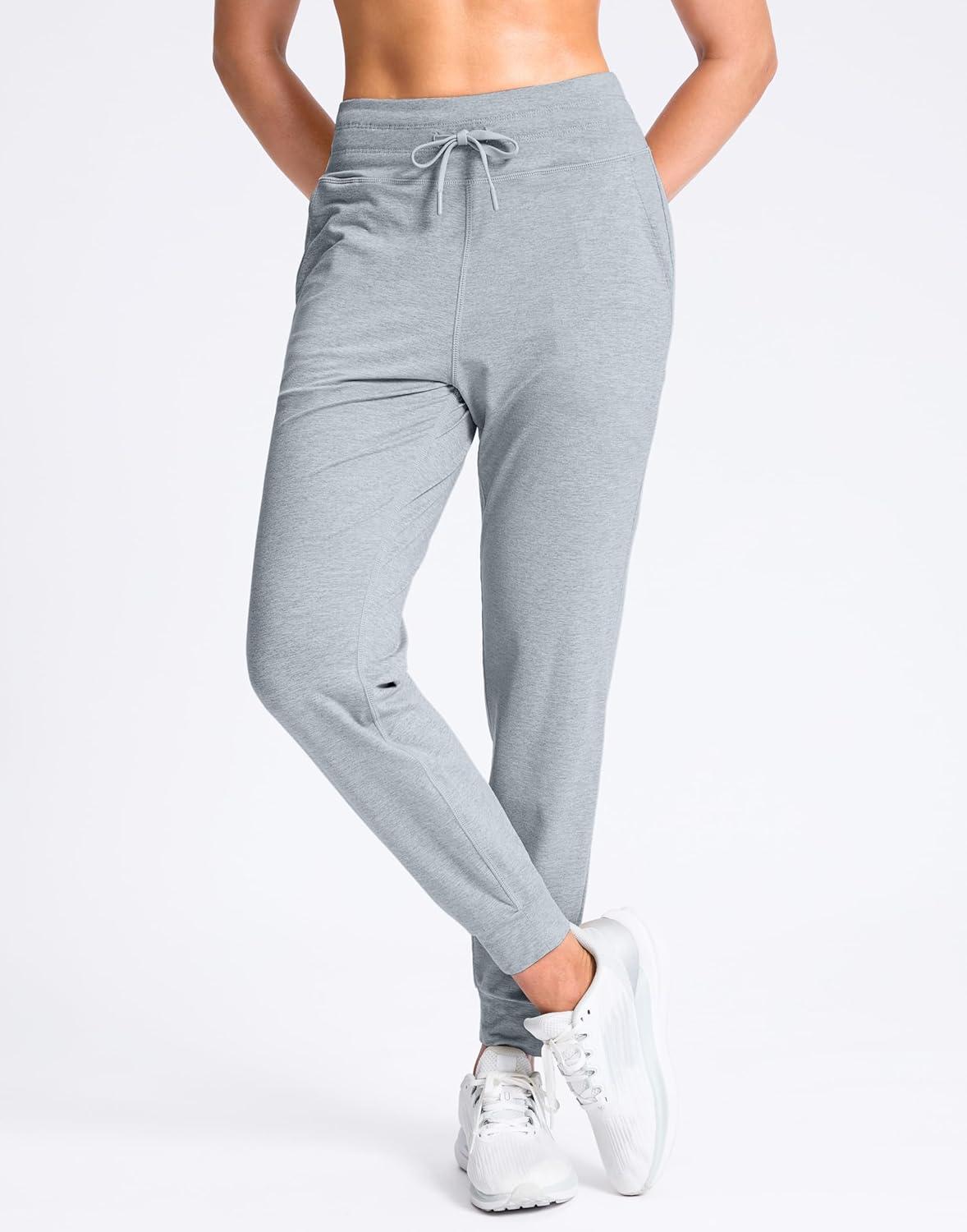 imageSANTINY Womens Sweatpants Joggers with Pockets Soft Stretch High Waisted Sweat Pants Lounge Running Athletic Workout JoggingHeather Grey